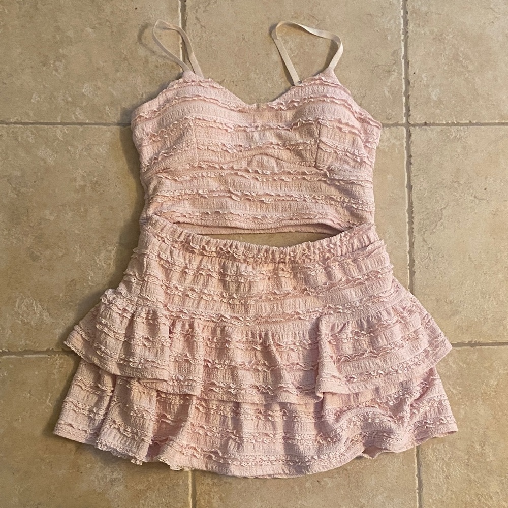 Pink Lace Layered Dress
